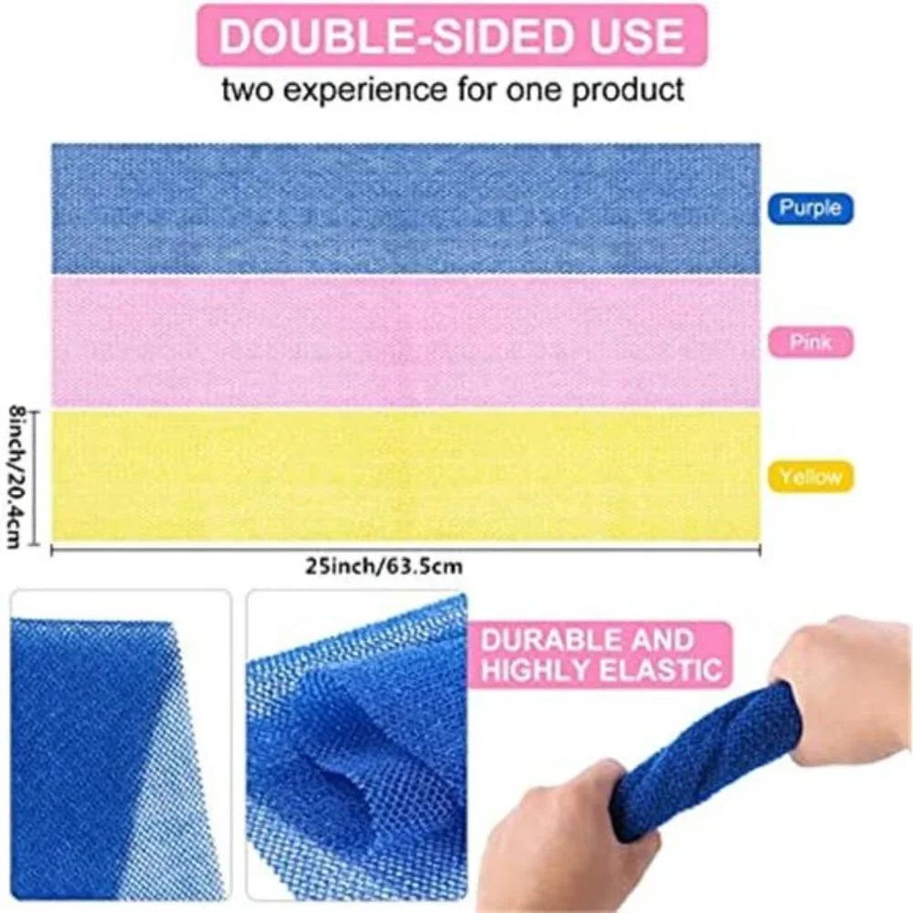 3 Pieces African Net Sponge Long Net Bath Sponge Exfoliating Shower Body Scrub